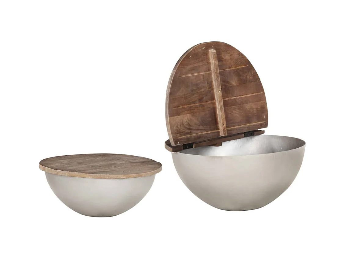 Ensemble de 2 tables basses Forme de bol Bois manguier massif