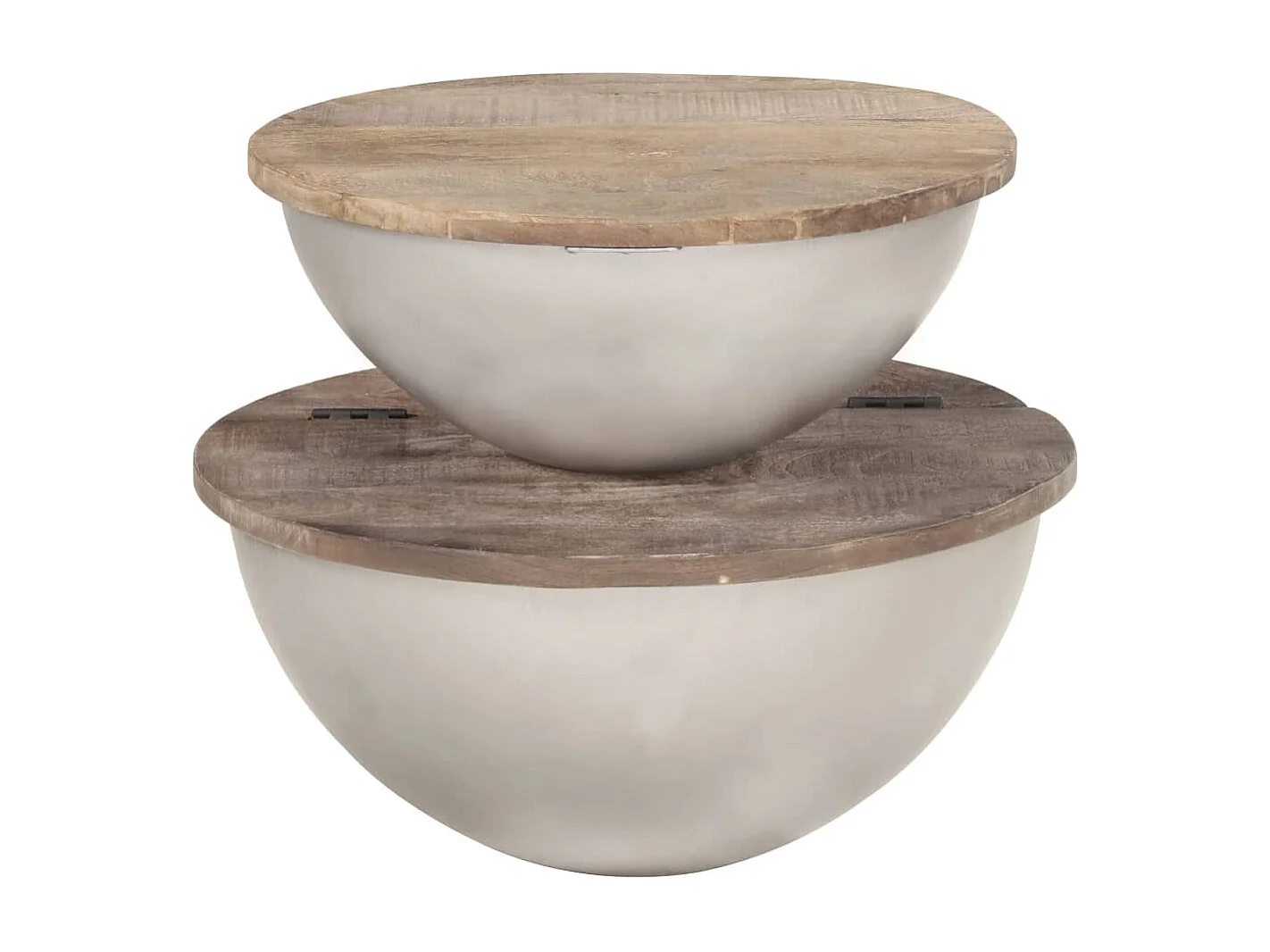 Ensemble de 2 tables basses Forme de bol Bois manguier massif