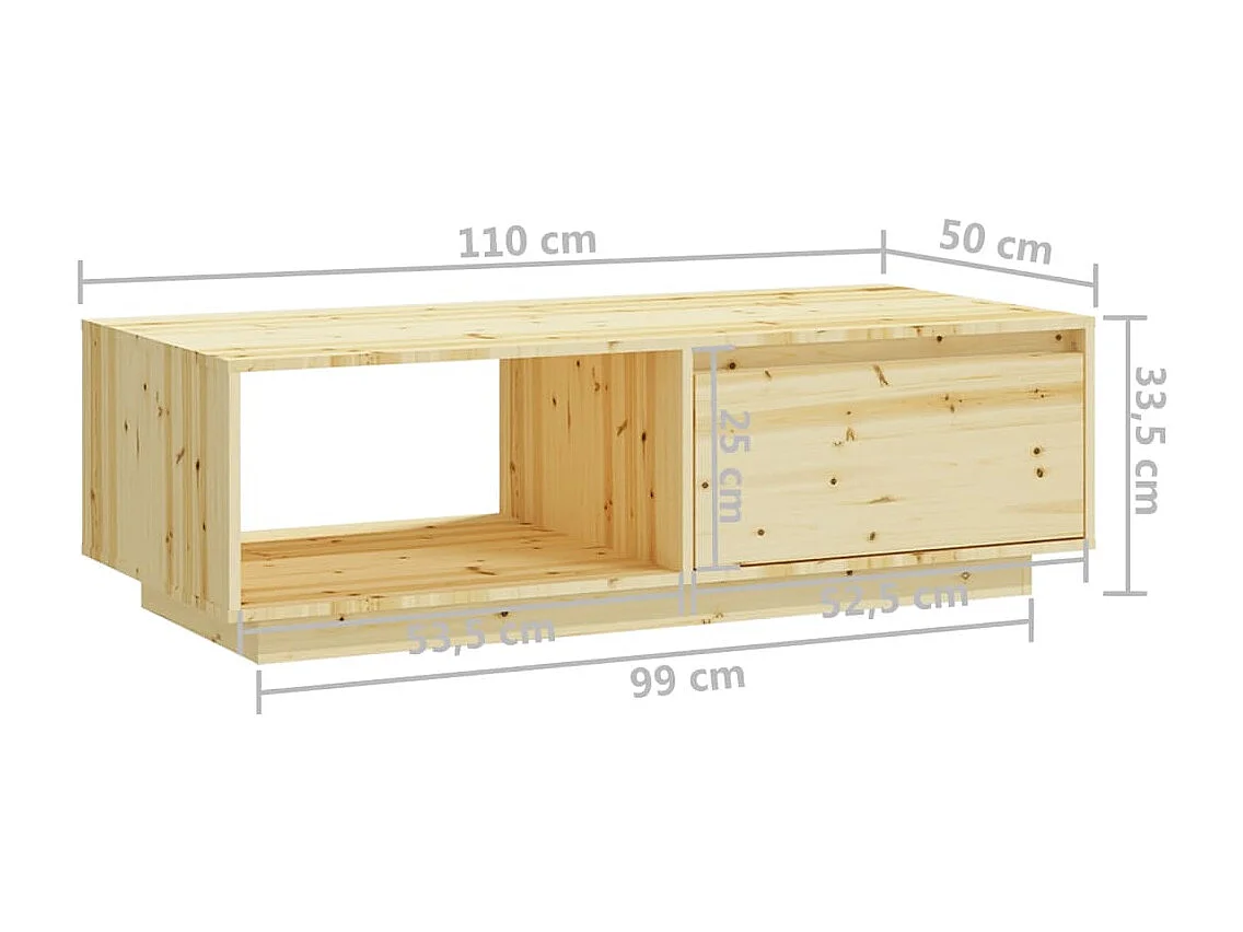 Couchtisch 110x50x33,5 cm Massivholz Tanne
