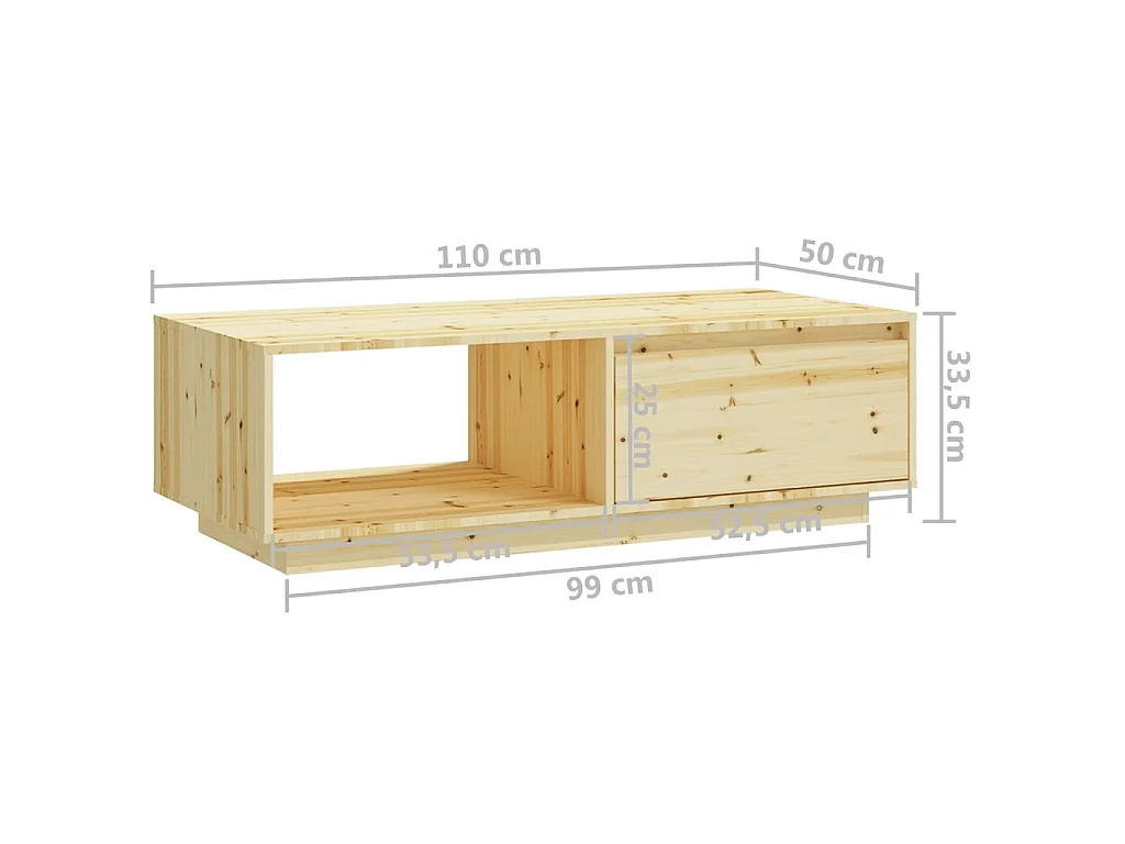 Salontafel 110x50x33,5 cm massief vurenhout