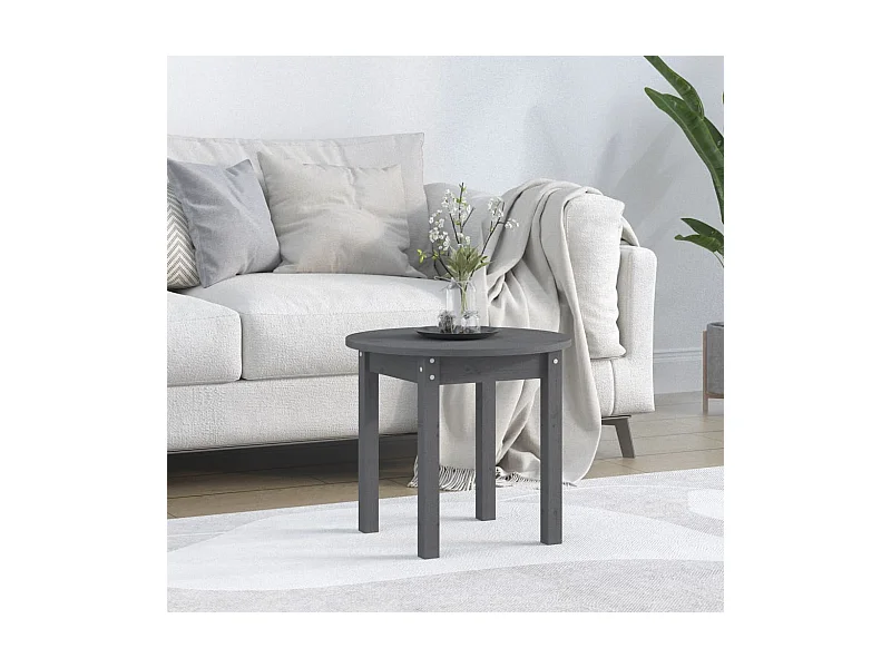 Couchtisch Grau Ø 45x40 cm Massivholz Kiefer