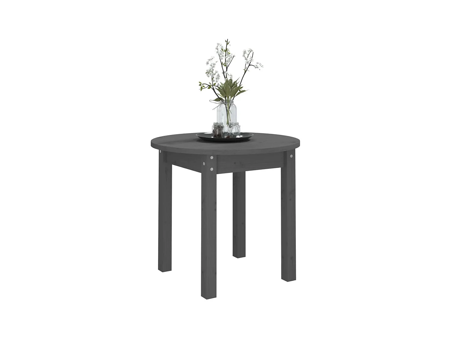 Tavolino da Salotto Grigio Ø 45x40 cm in Legno Massello di Pino