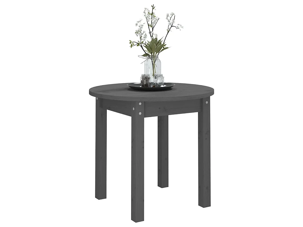Table basse Gris Ø 45x40 cm Bois massif de pin