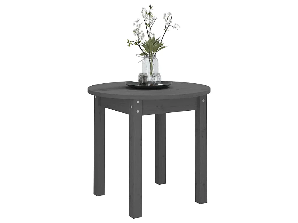Tavolino da Salotto Grigio Ø 45x40 cm in Legno Massello di Pino