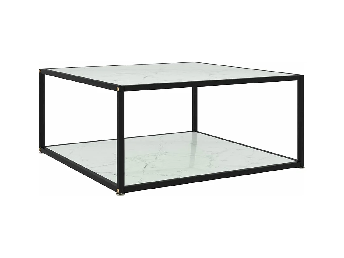 Salontafel 80x80x35 cm gehard glas wit