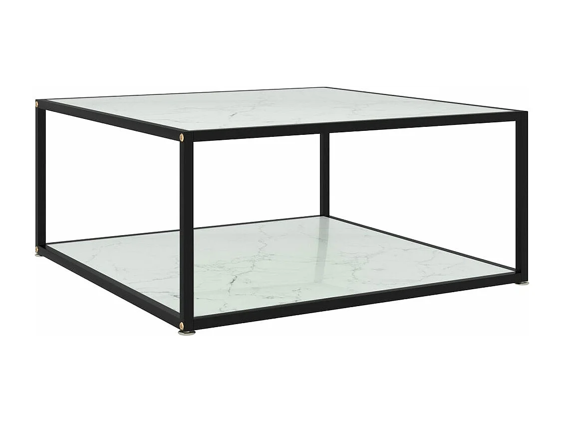 Tavolino da Salotto Bianco 80x80x35 cm in Vetro Temperato