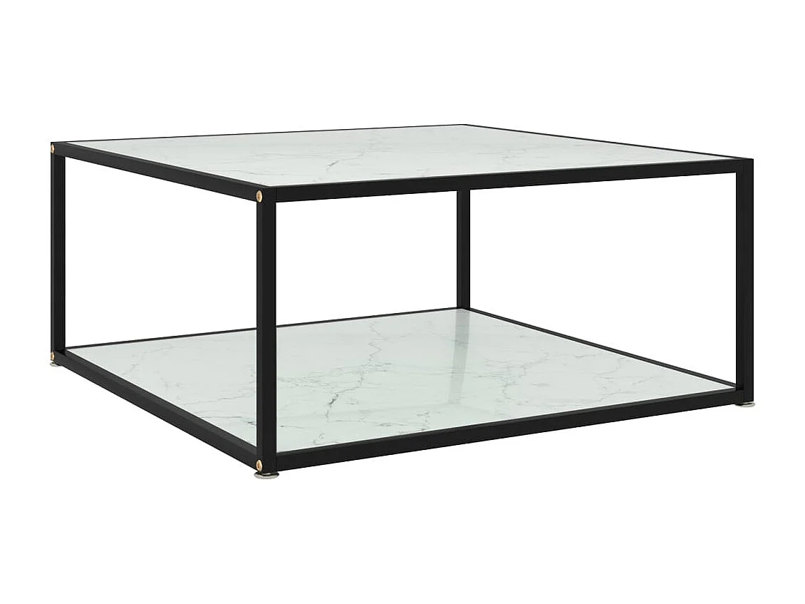 Salontafel 80x80x35 cm gehard glas wit