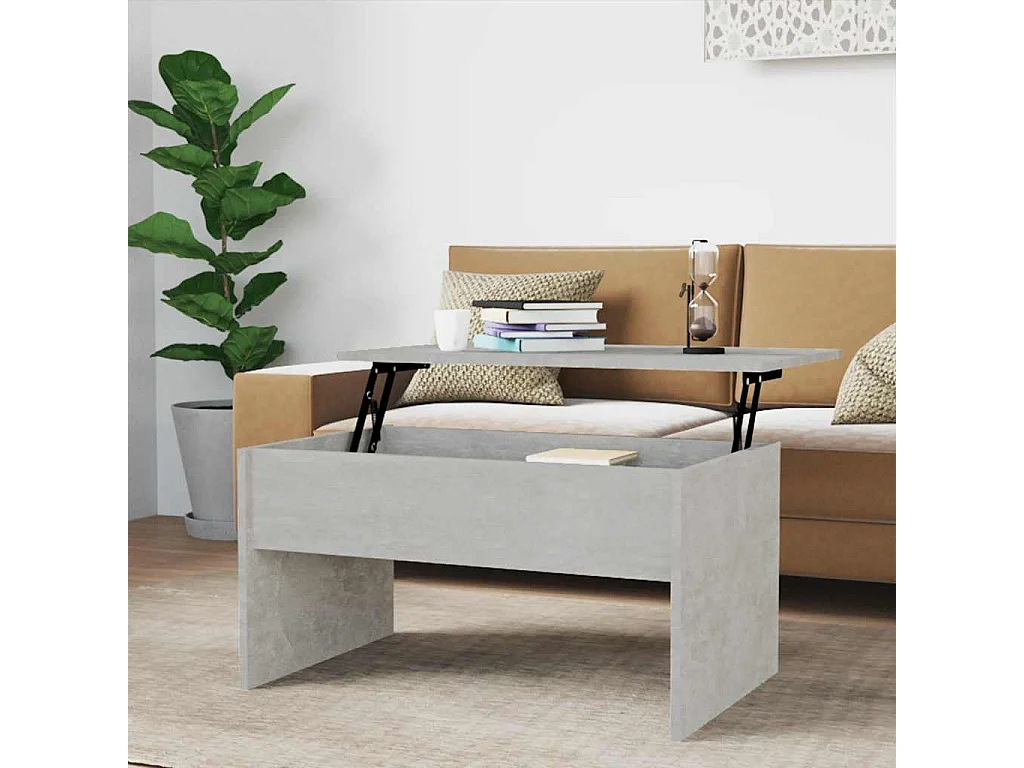 Table basse gris béton 80x50,5x41,5 cm bois d'ingénierie