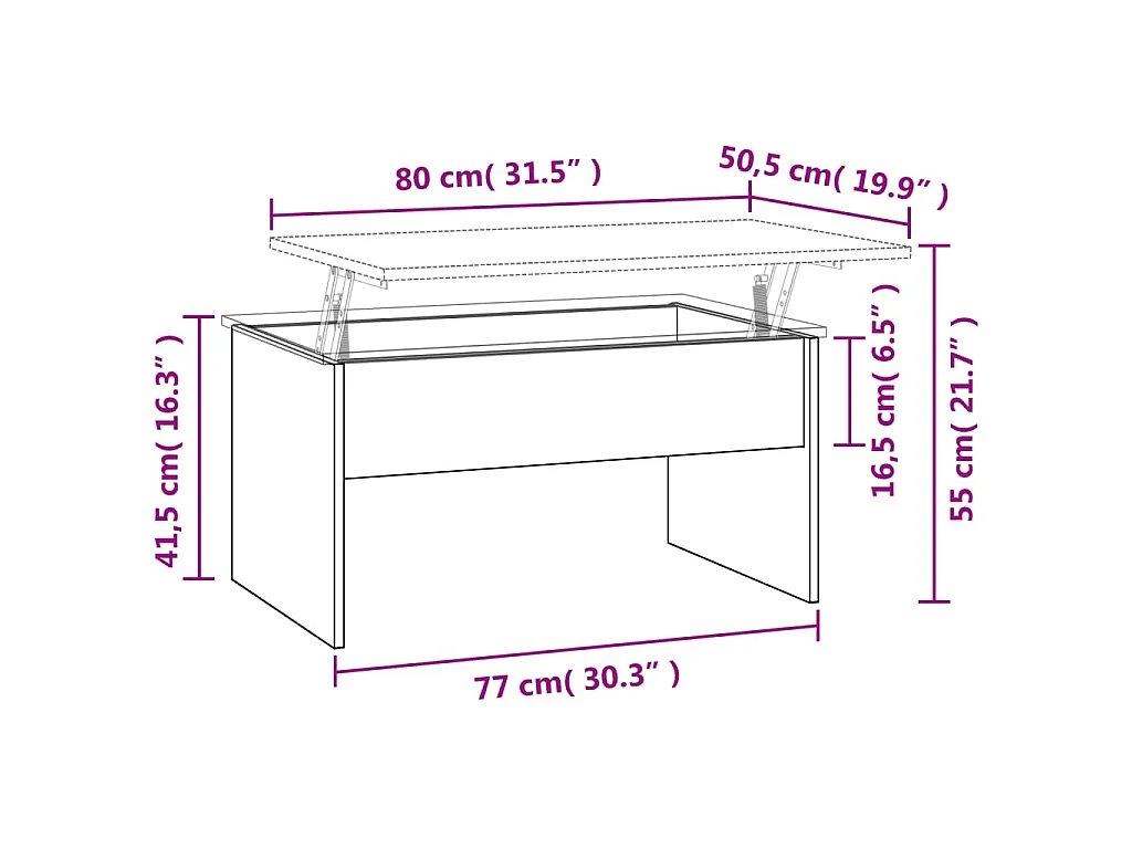 Table basse gris béton 80x50,5x41,5 cm bois d'ingénierie