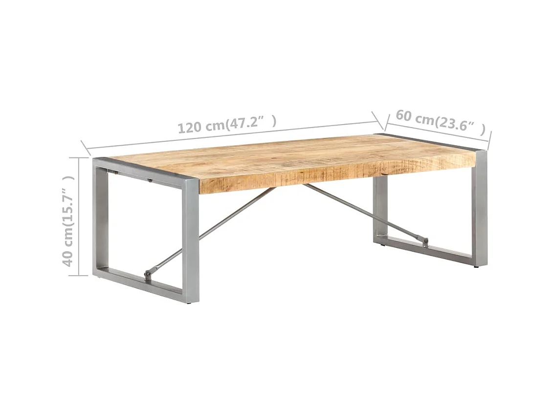 Couchtisch 120x60x40 cm Raues Mangoholz