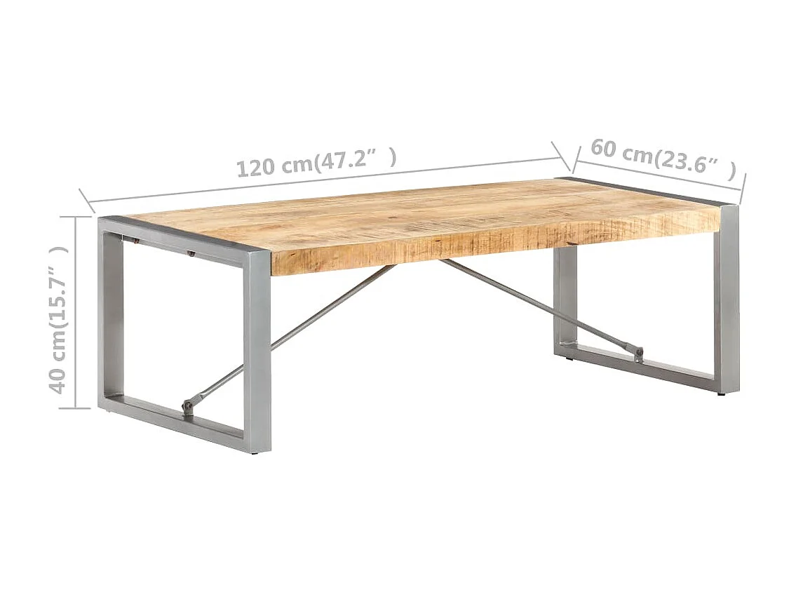 Table basse 120x60x40 cm Bois de manguier brut