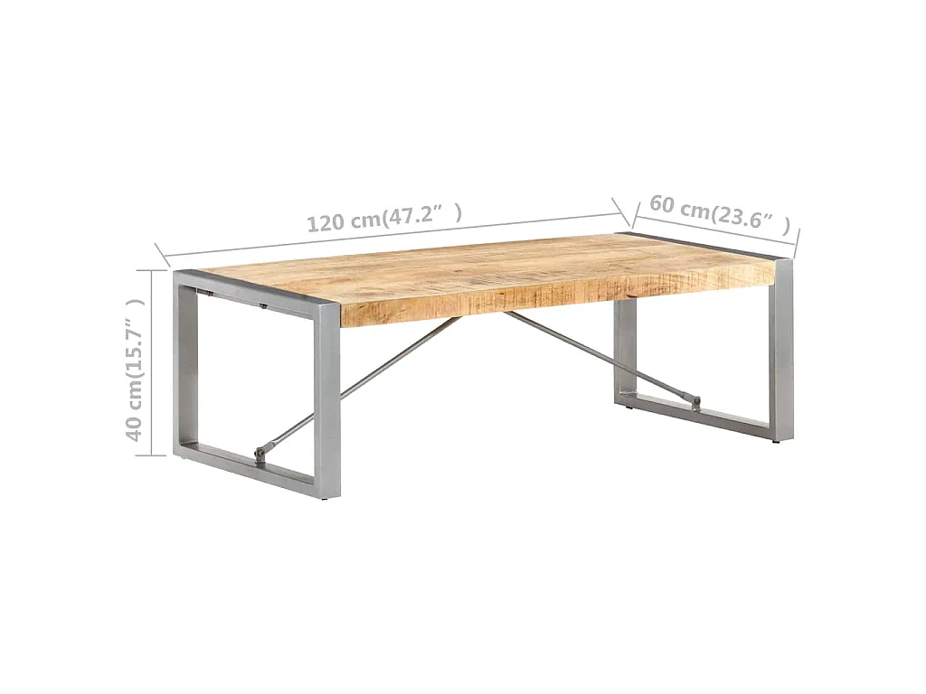 Salontafel 120x60x40 cm ruw mangohout