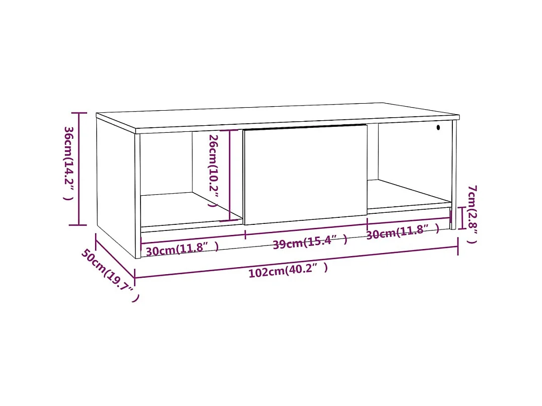 Couchtisch Weiß 102x50x36 cm Holzwerkstoff
