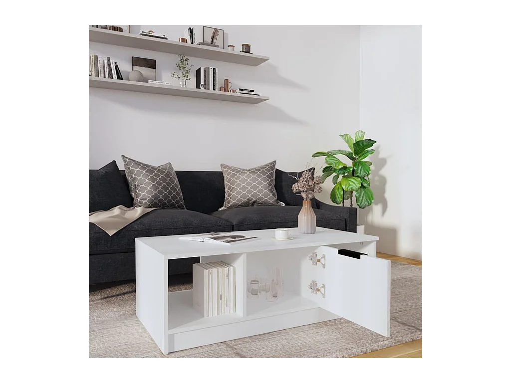 Couchtisch Weiß 102x50x36 cm Holzwerkstoff