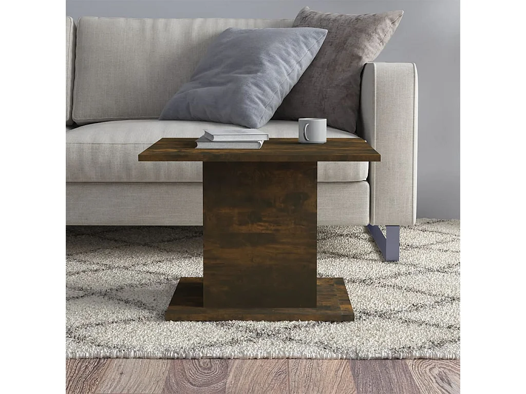 Table basse chêne fumé 55,5x55,5x40 cm bois d'ingénierie