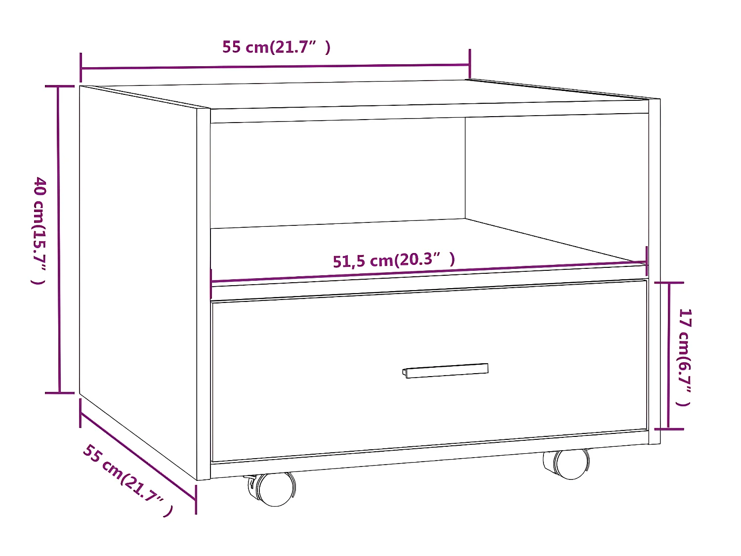 Table basse blanc brillant 55x55x40 cm bois d'ingénierie