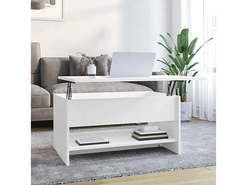 Table basse Blanc 80x50x40 cm Bois d'ingénierie