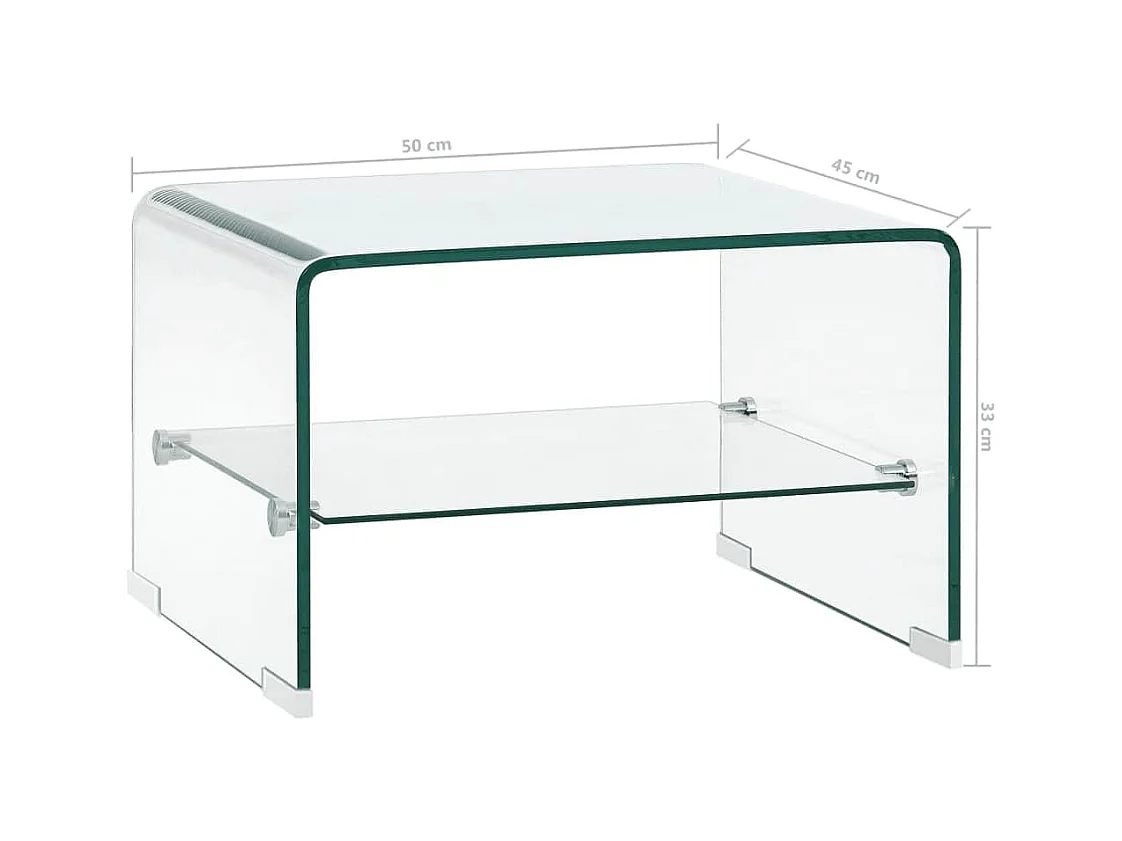 Salontafel 50x45x33 cm gehard glas transparant