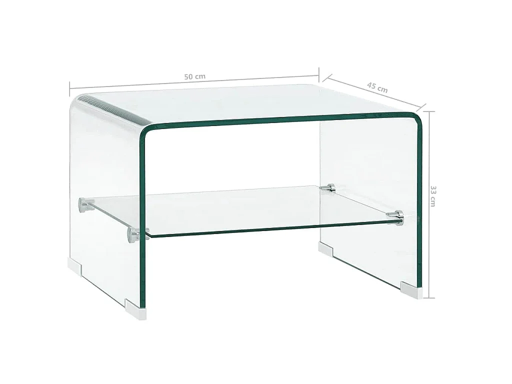 Tavolino da Salotto Trasparente 50x45x33 cm in Vetro Temperato