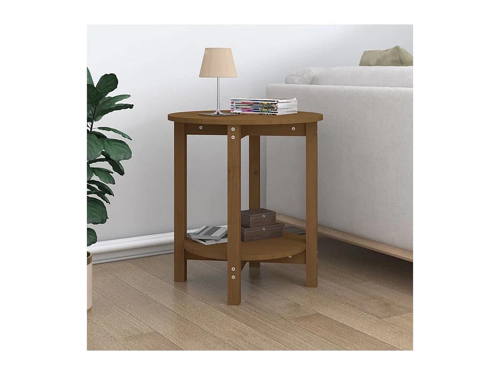 Table basse Marron miel Ø 55x60 cm Bois massif de pin