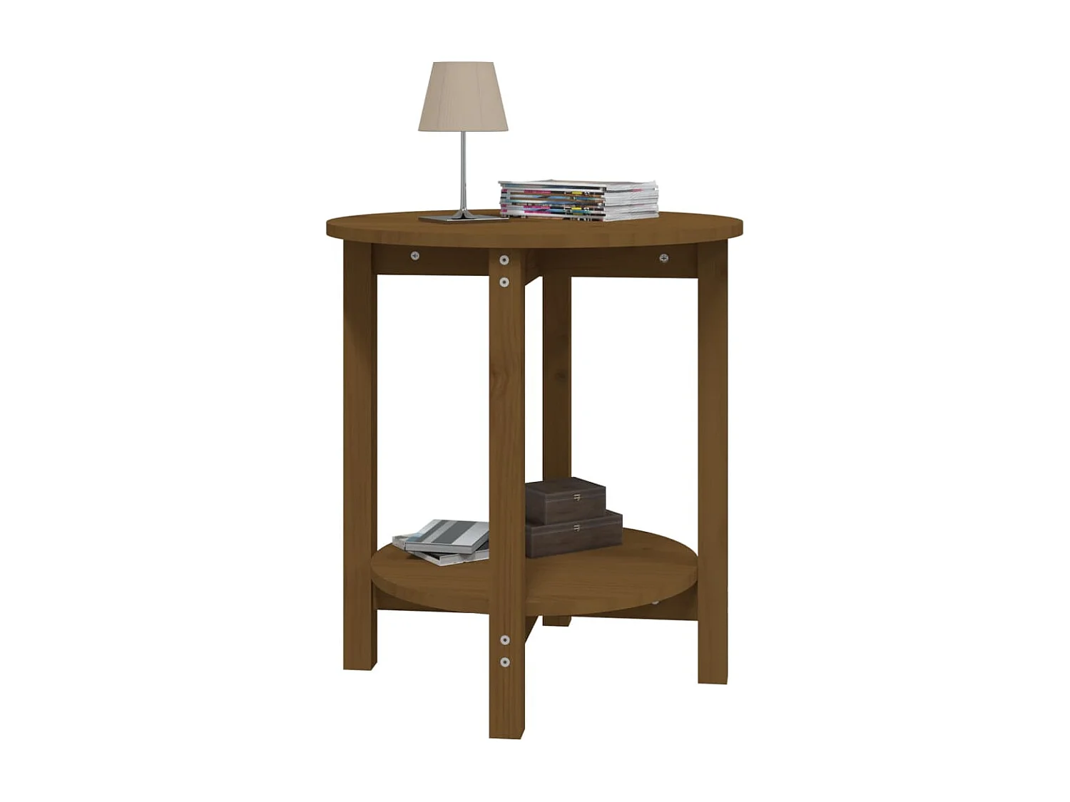 Mesa de centro de madera maciza de pino marrón miel Ø55x60 cm