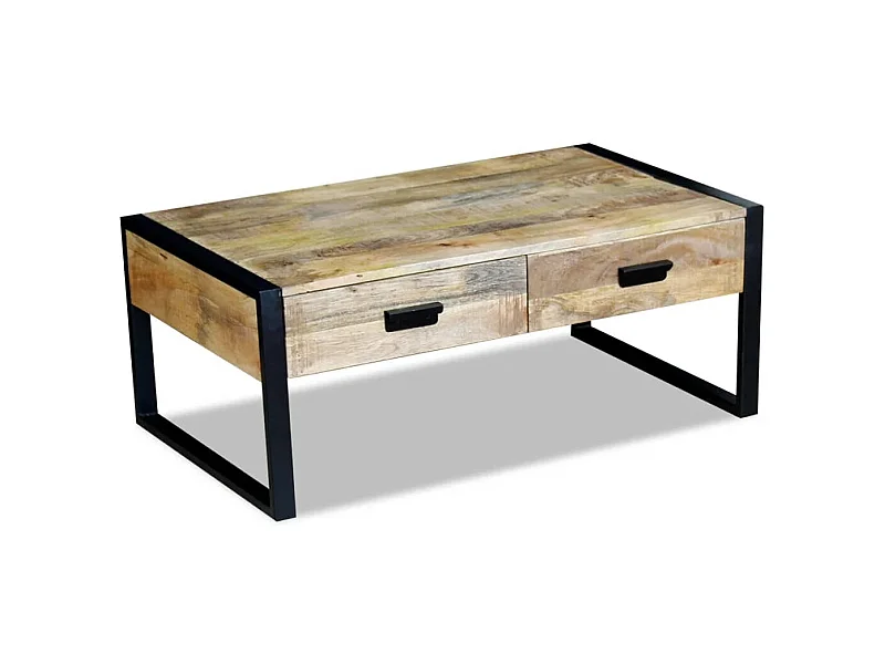 Salontafel met 2 lades 100x60x40 cm massief mangohout