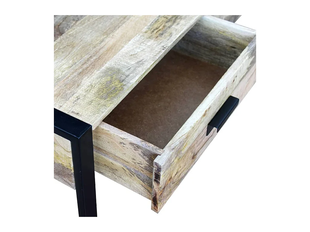 Mesa centro 2 gavetas madeira de manga sólida 100x60x40 cm