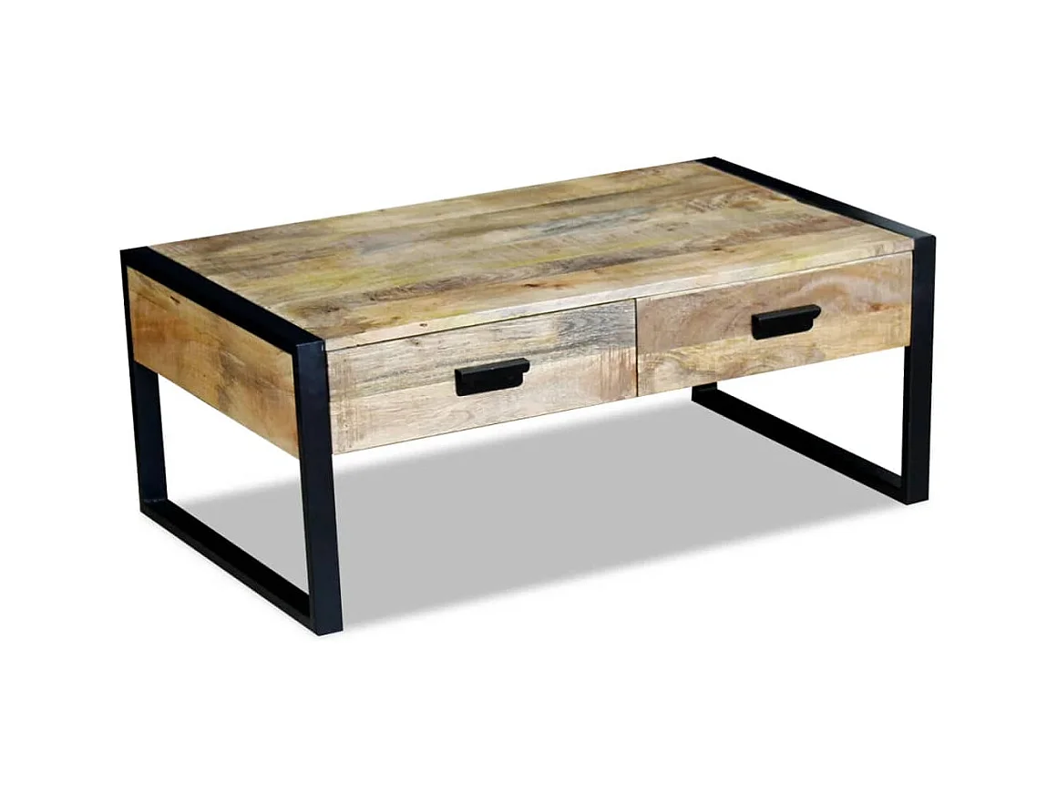 Table basse avec 2 tiroirs Bois de manguier massif 100x60x40 cm