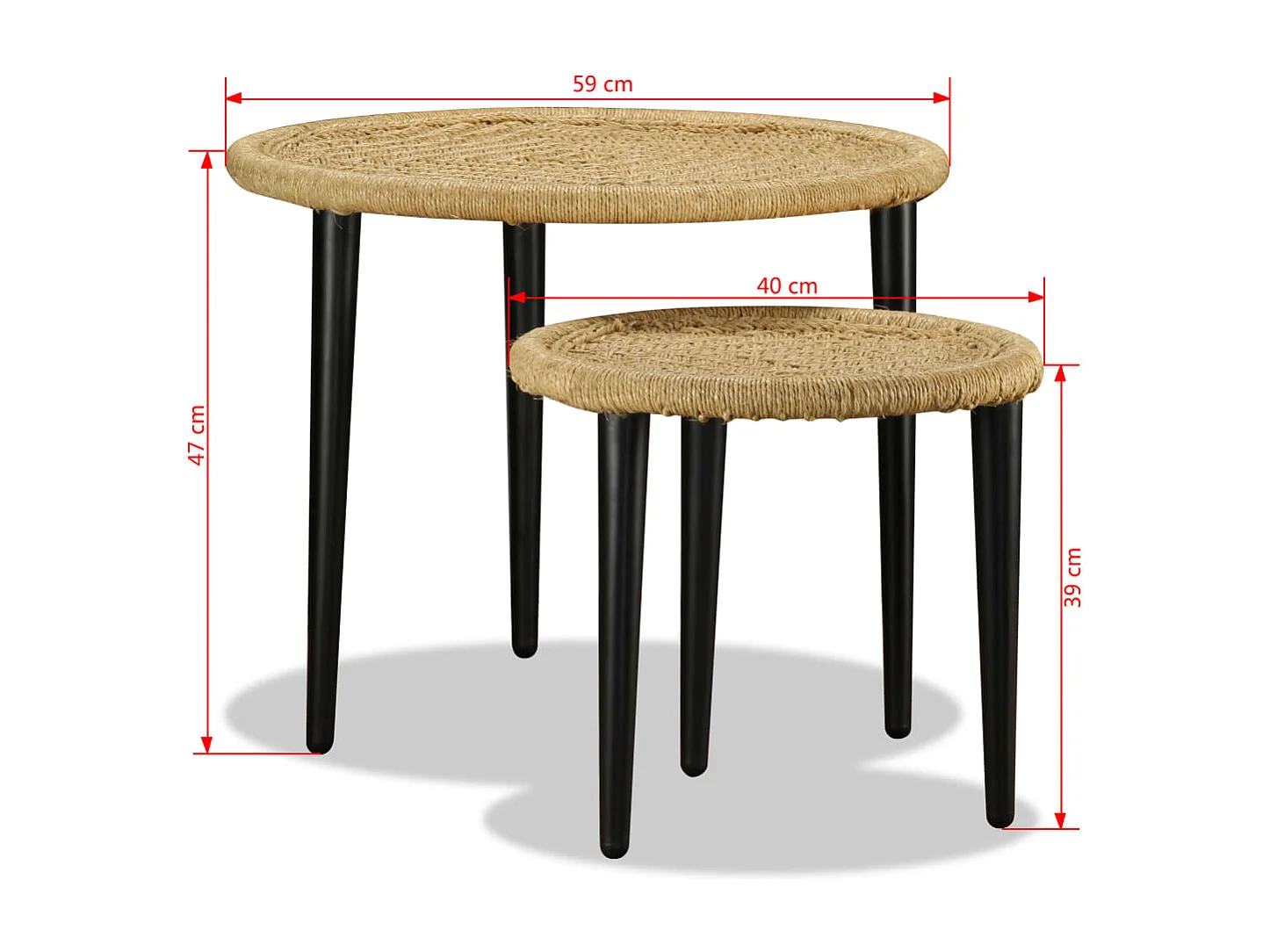 Table basse 2 pcs jute naturelle