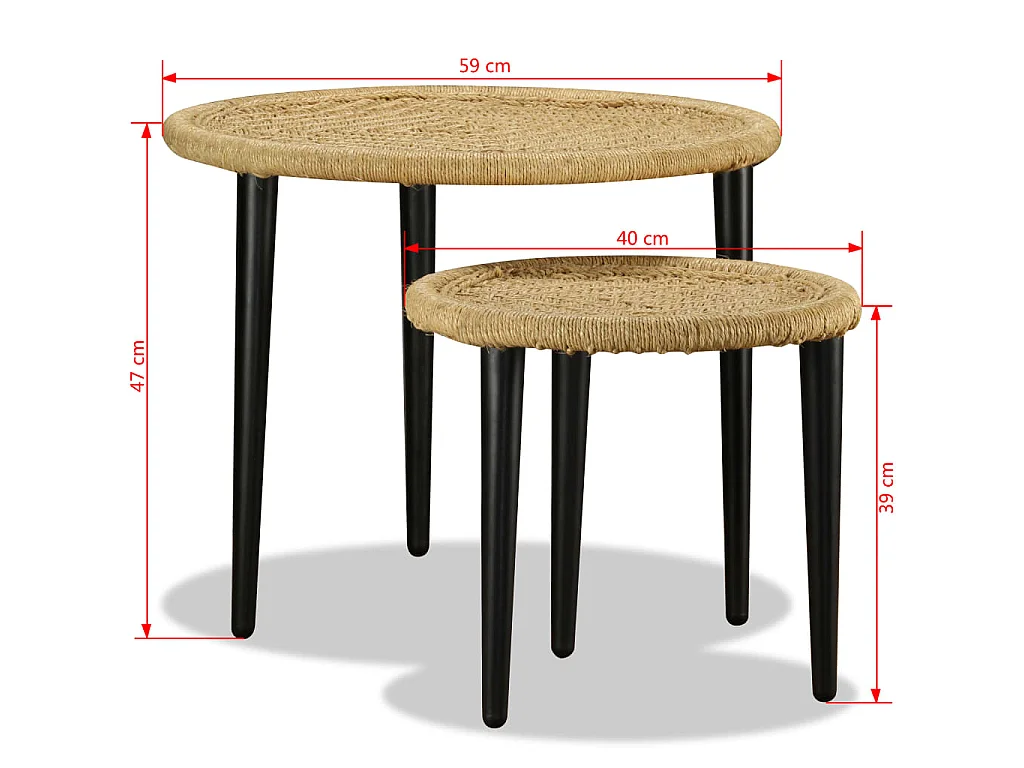 Table basse 2 pcs jute naturelle