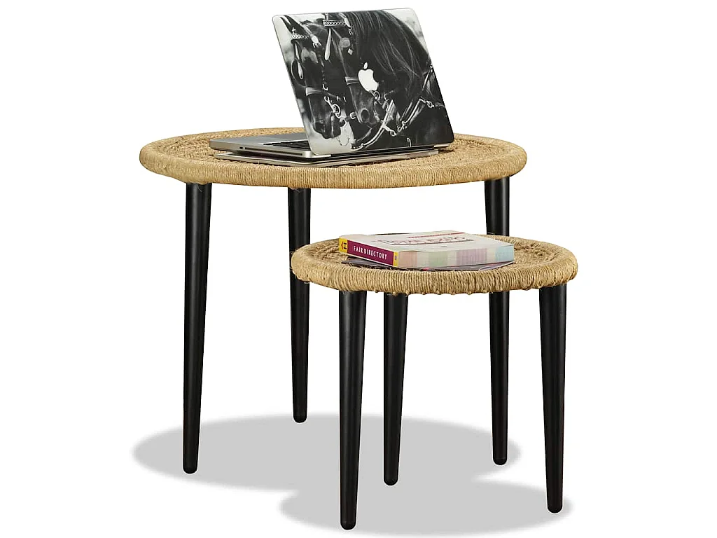 Table basse 2 pcs jute naturelle