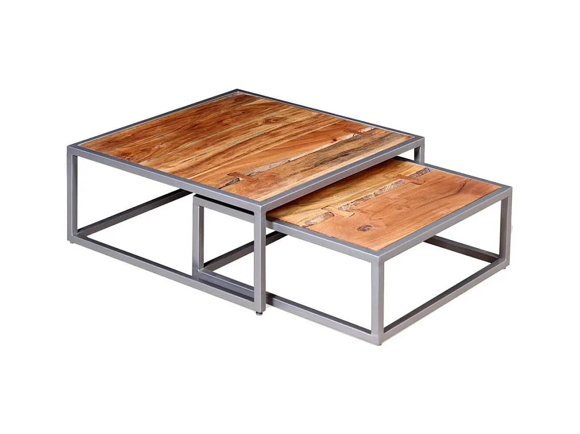 Ensemble de table basse 2 pièces Bois d'acacia massif