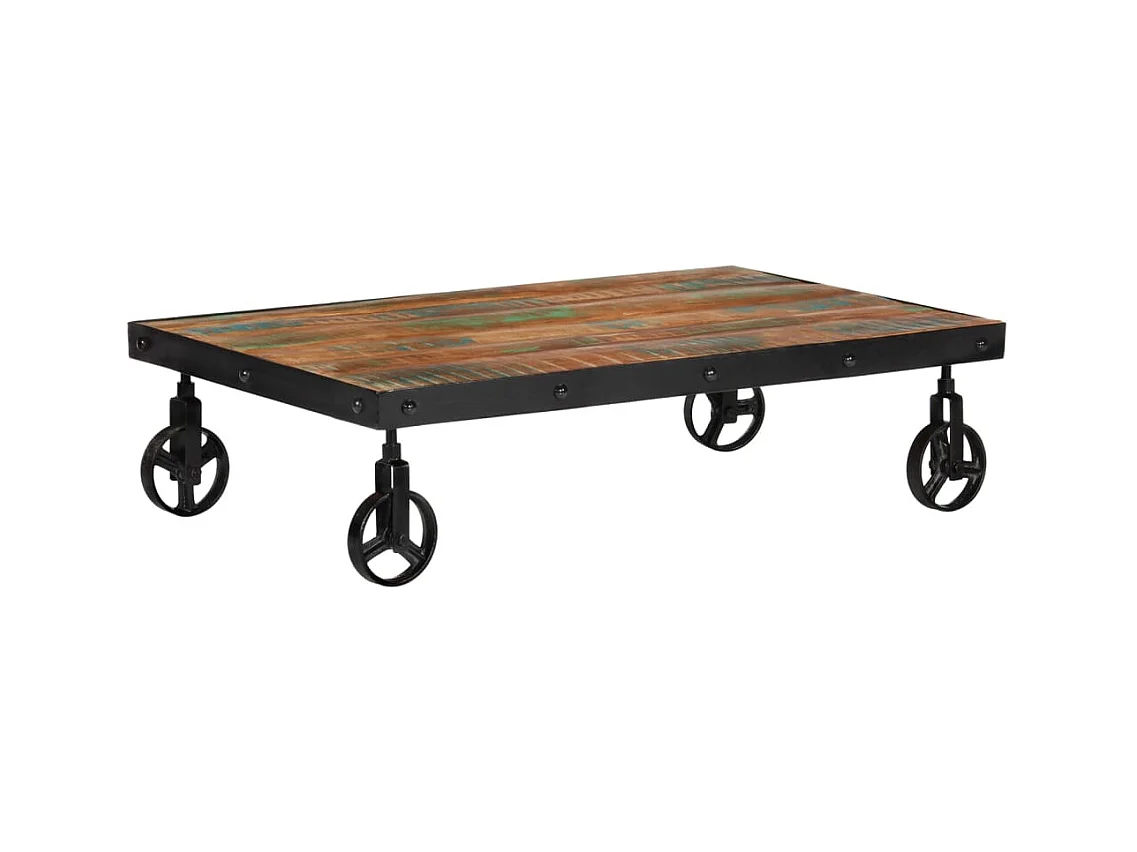 Table basse avec roulettes 100x60x26 cm Bois de récupération