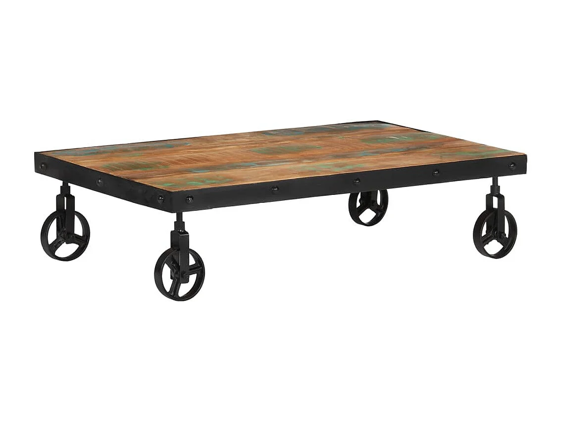 Salontafel met wielen 100x60x26 cm massief gerecycled hout