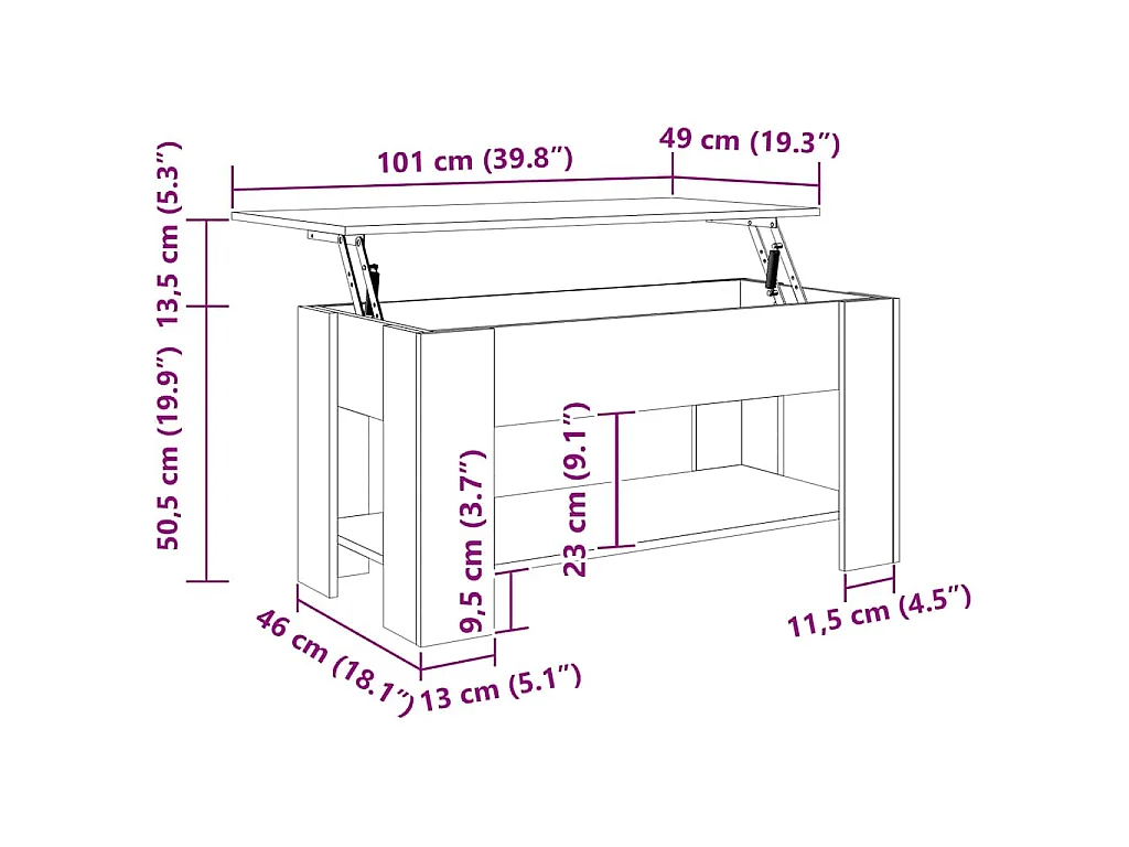 Couchtisch Betongrau 101x49x52 cm Holzwerkstoff