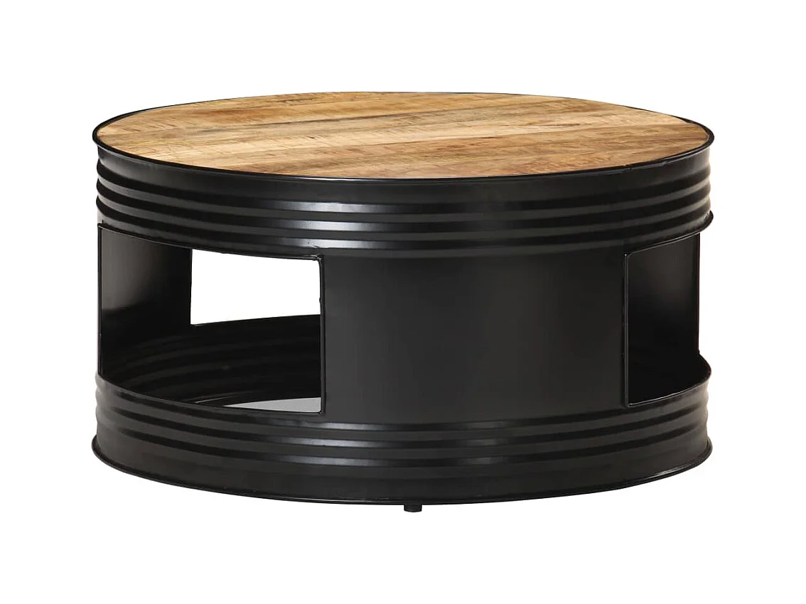 Table basse Noir 68x68x36 cm Bois massif de manguier brut