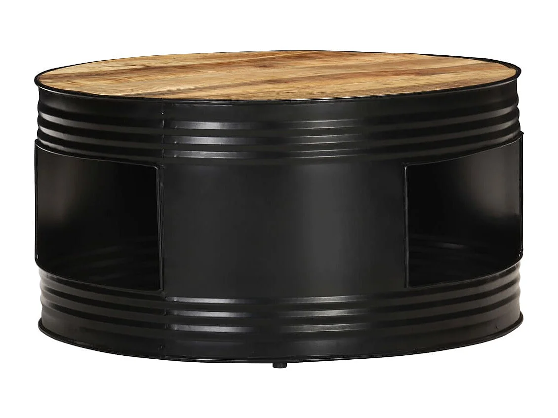 Table basse Noir 68x68x36 cm Bois massif de manguier brut