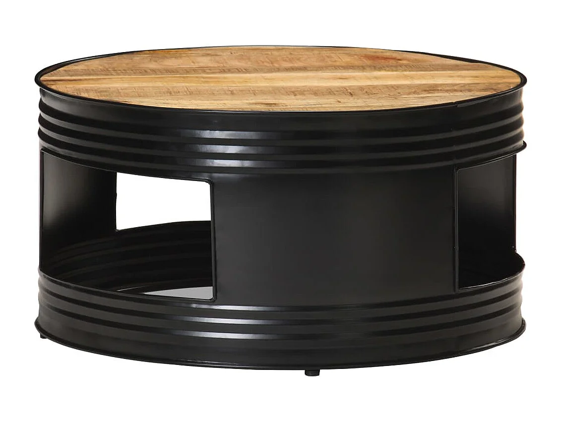 Table basse Noir 68x68x36 cm Bois massif de manguier brut