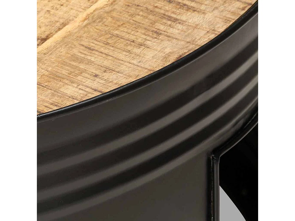 Couchtisch Schwarz 68x68x36 cm Raues Mango-Massivholz