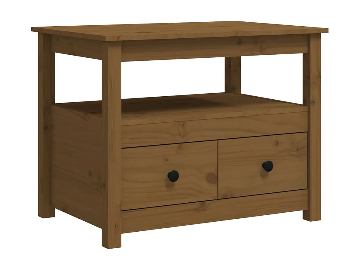 Table basse Marron miel 71x49x55 cm Bois massif de pin