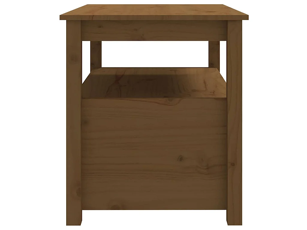 Mesa de centro de madera maciza de pino marrón miel 71x49x55 cm