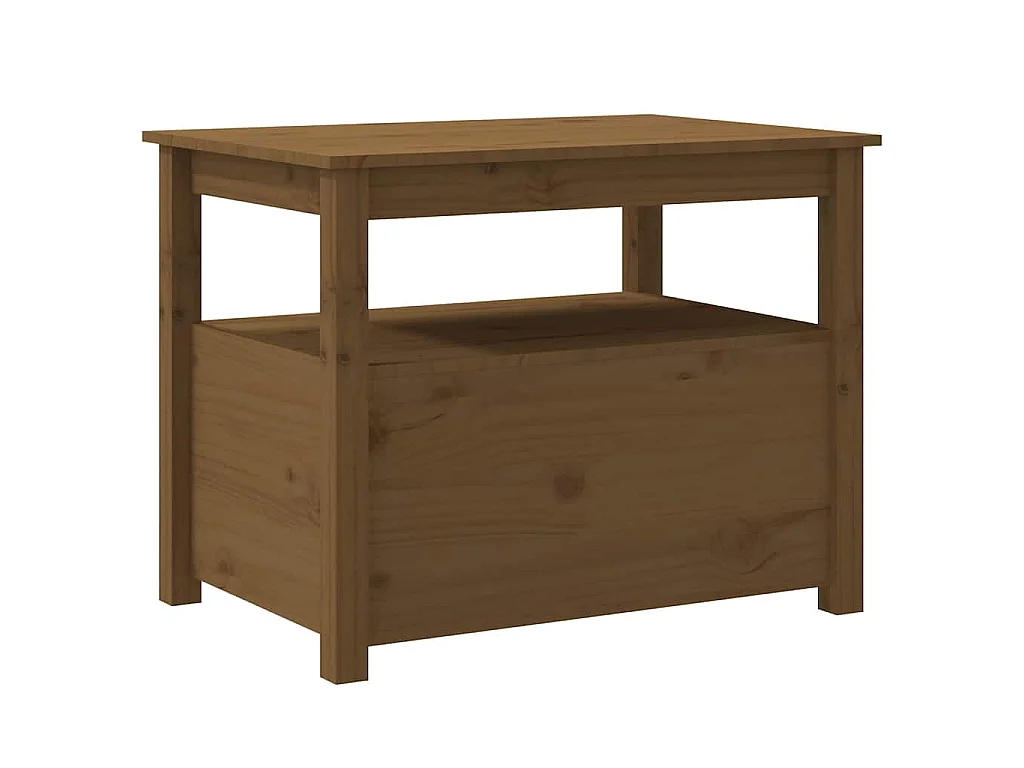 Mesa de centro de madera maciza de pino marrón miel 71x49x55 cm