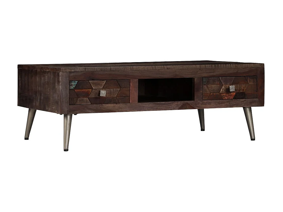 Mesa de centro em madeira recuperada maciça 100x60x35 cm
