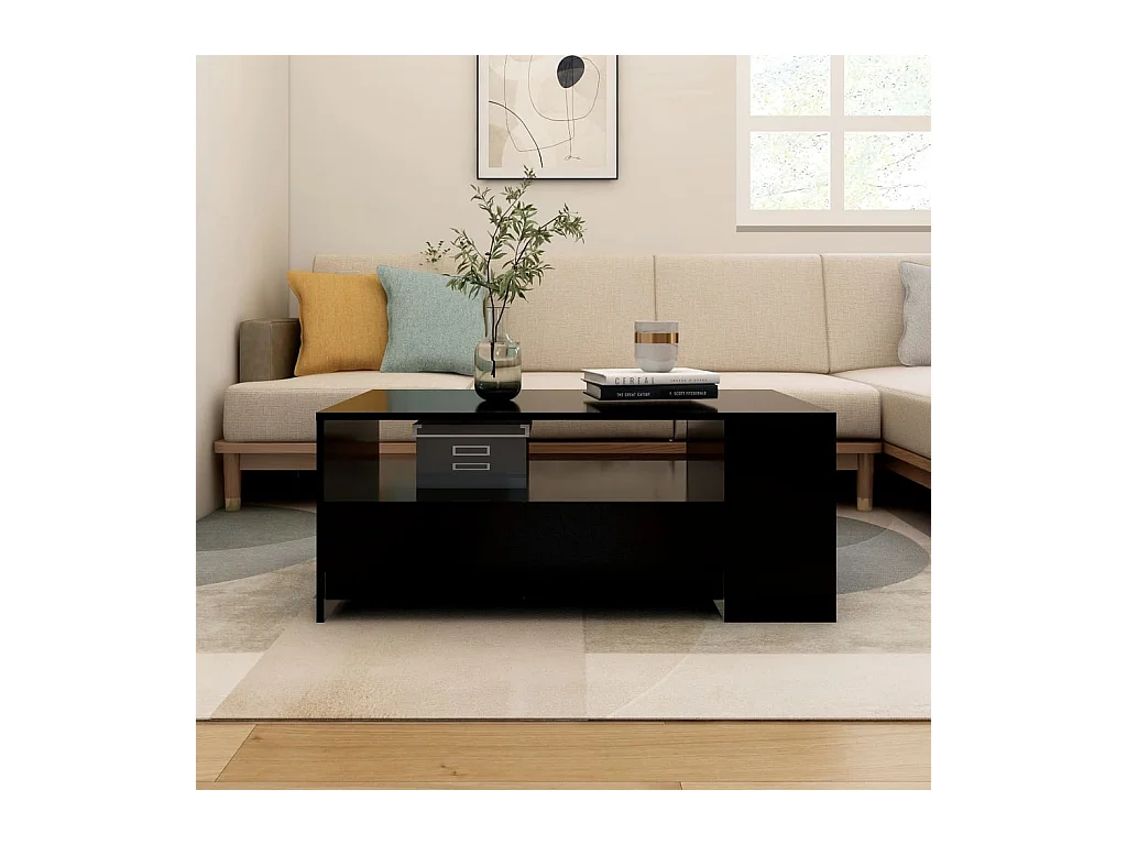 Table basse noir 102x55x42 cm bois d'ingénierie