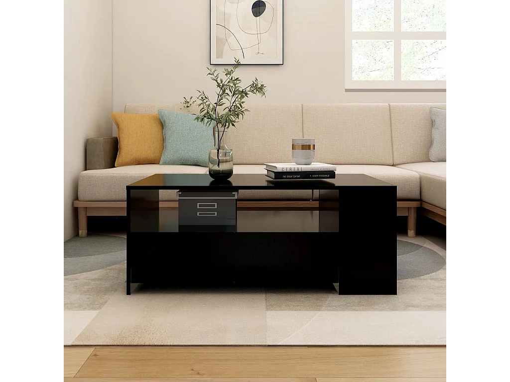 Table basse noir 102x55x42 cm bois d'ingénierie