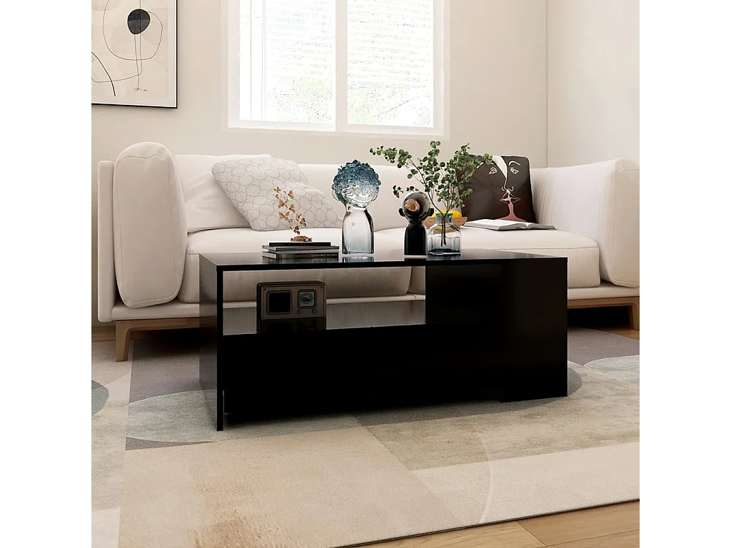 Table basse noir 102x55x42 cm bois d'ingénierie