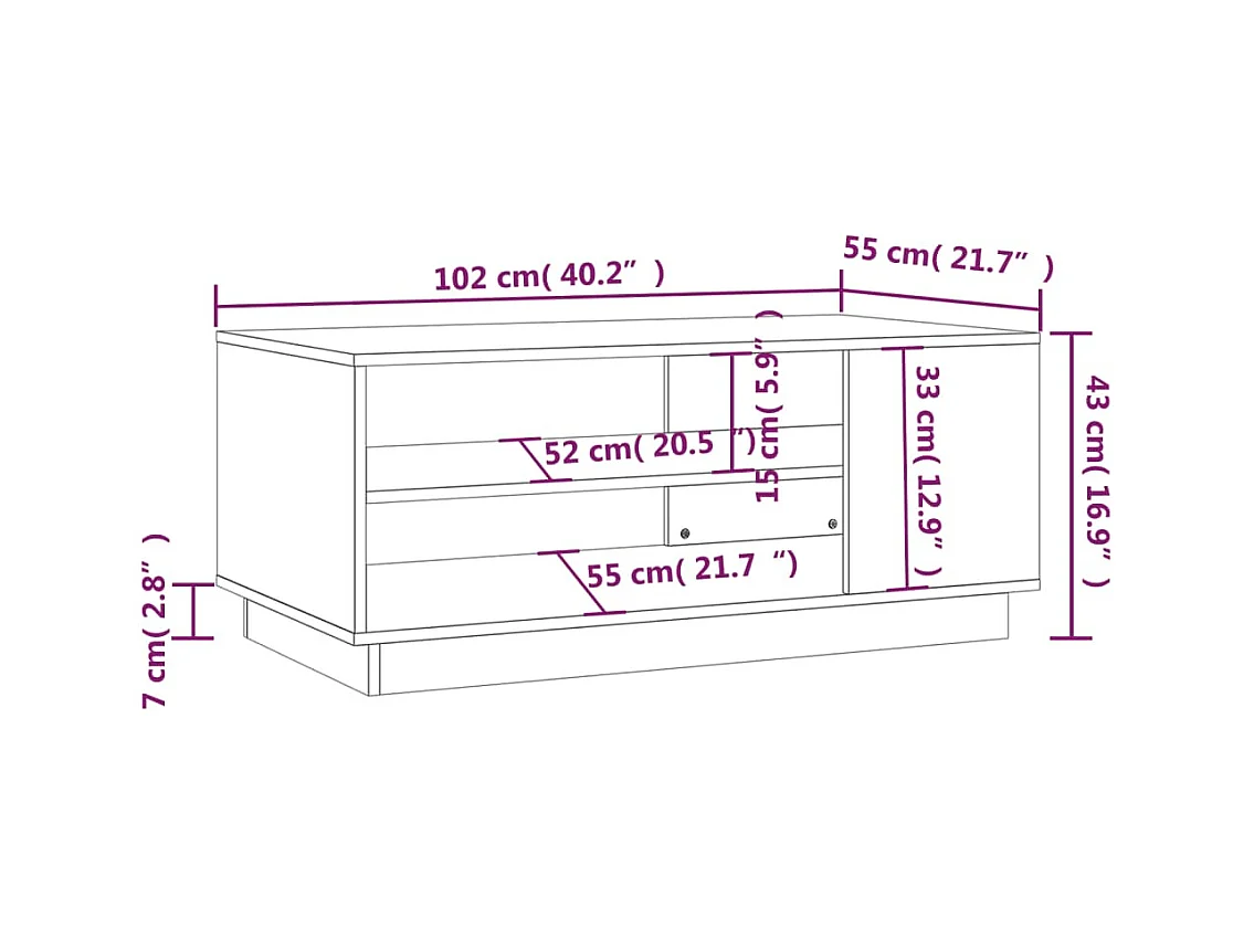Mesa de centro de madera de ingeniería negra 102x55x43 cm