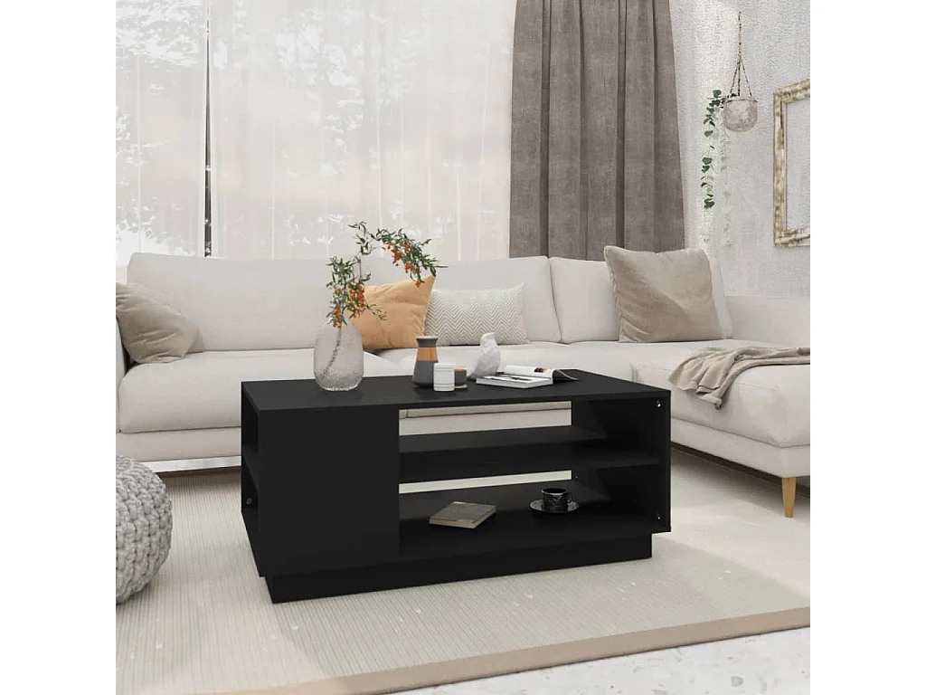 Tavolino da Salotto Nero 102x55x43 cm in Truciolato