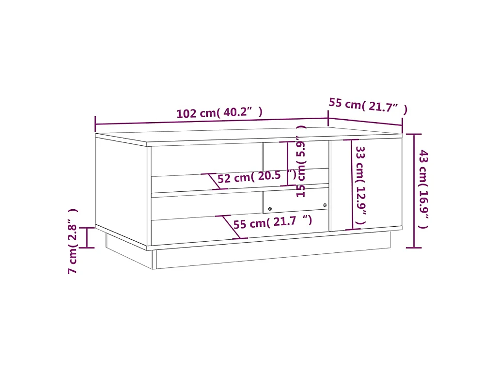 Tavolino da Salotto Nero 102x55x43 cm in Truciolato