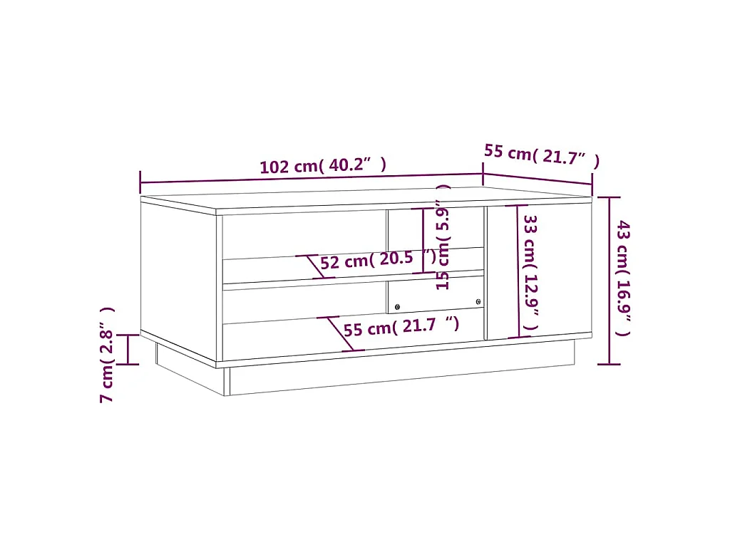 Couchtisch Schwarz 102x55x43 cm Holzwerkstoff